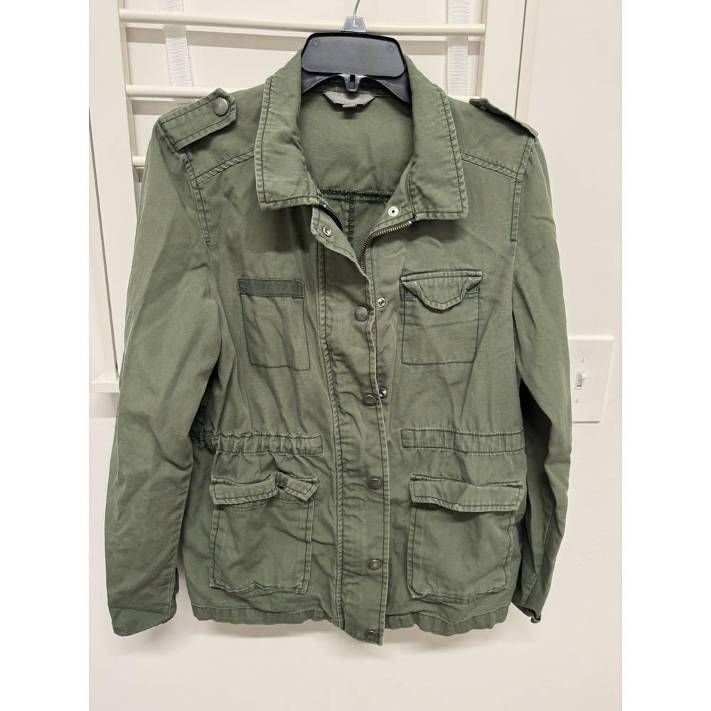 Rubbish Womens Olive Green Utility Jacket Medium Military Cargo Field Coat Zip